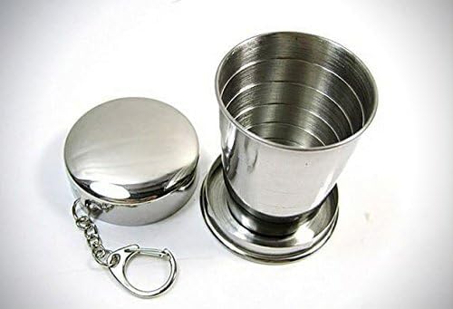 Small Foldable Glass Compact Portable Folding Stainless Steel Travel Mug - 120ml Water Cup with Hanging Chain for Camping, Hiking & Outdoor Adventures (Pack of 1)-image-31