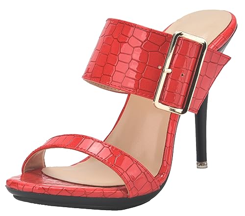 Sandales à talons pour femme TM014 rouge de 10.5 cm en pointure 36.5