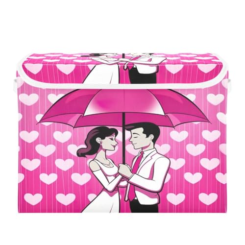 JUMBEAR Contenitori pieghevoli per San Valentino, coppie, con coperchio, in tessuto, per camera da letto, ufficio