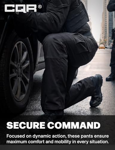 CQR Men's Flex Ripstop Tactical Pants, Water Resistant Stretch Cargo Pants, Lightweight EDC Hiking Work Pants, Marauder Black, 32W x 30L - 4