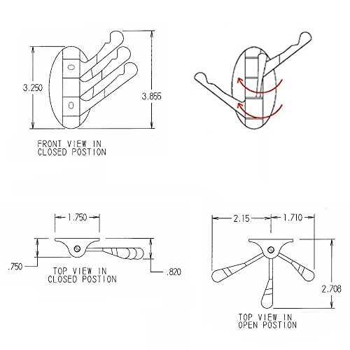 Eoocvt AGILE-SHOP-YIGOU 2Pcs Folding Hook Wall Mounted Swivel Arm Triple Coat Hook Bathroom Kitchen Garage Clothes Hanger thumb #5