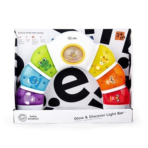 Image of Baby Einstein Glow & Discover Light Bar Musical Toy, Activity Station, Sitting Up /Tummy Time, Color /Animal Learning Toys, Infant Ages 3 Months+ (Pack of 6)