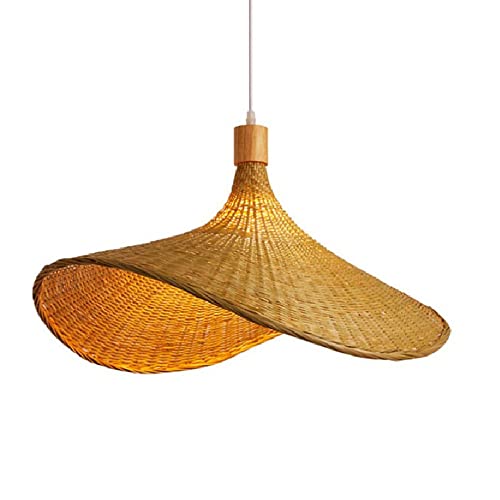 Suspension en bambou MOCHAMIK 40cm plafonnier chapeau tressé E27
