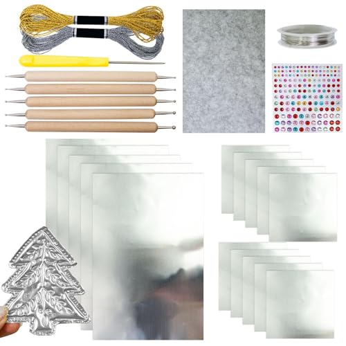 La Mejor Lista de Repujadores disponible en línea. 44 Láminas De Papel De Aluminio Para Manualidades - Kit De Arte Para Repujado Metálico - Plata Dorado Brillante Grabado Estampado Pintura Arte Manual Para Niños Y Adultos