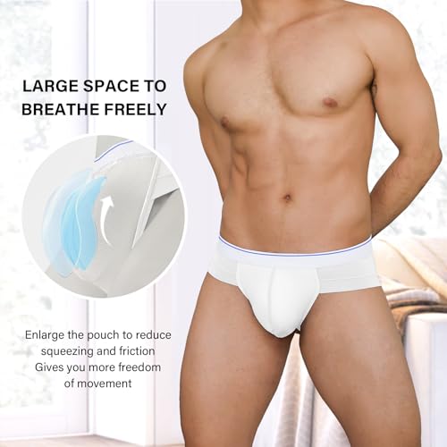 HOOFESAN Men's Briefs Underwear Silky Bikinis Thongs No Fly Pouch Moisture-Wicking Underpants for Men Multi pack2