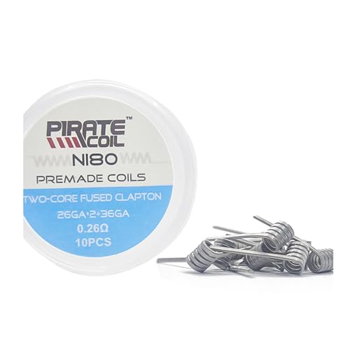 AiTURE Ni80 Quad Core Fused Clapton Coils, 10 Pcs, 26GA*2+36GA, 0.26 ohm, Nickel, For RDA/RBA/RDTA