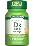 Nature's Truth Vitamin D3 1000 IU | 130 Softgels | High Potency Formula | 25 mcg | Non-GMO & Gluten Free Supplement