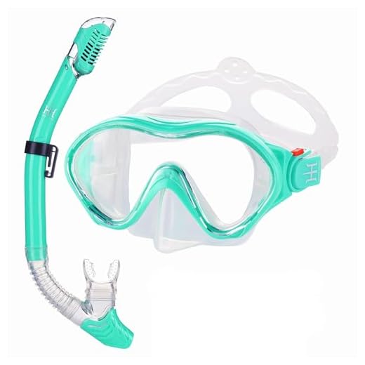 Kids Snorkeling Gear Dry Snorkel HHAO Sport Kids Snorkel Set Junior Anti Fog 180° Panoramic View, Swim Goggles with Nose Cover Scuba Diving Mask for Boys Girls, 4-15 Yrs Old