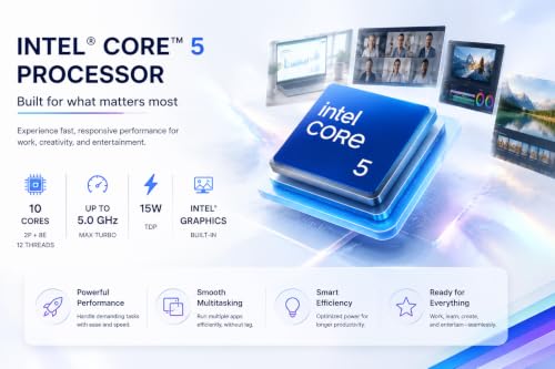 Image of HP 17.3 inch Business Laptop, 2026 Edition, 10-Core Intel Core 5 (> Core i5, Up to 5.0 GHz), 16GB RAM, 512GB PCIe SSD, Large Screen, Windows 11 with Office 365 for The Web, Built for Productivity