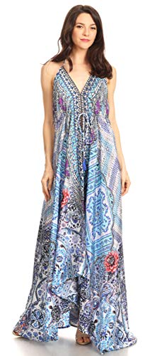 Image of Sakkas Lizi Womens Maxi High-Low Halter Handkerchief Long Dress Beach Party