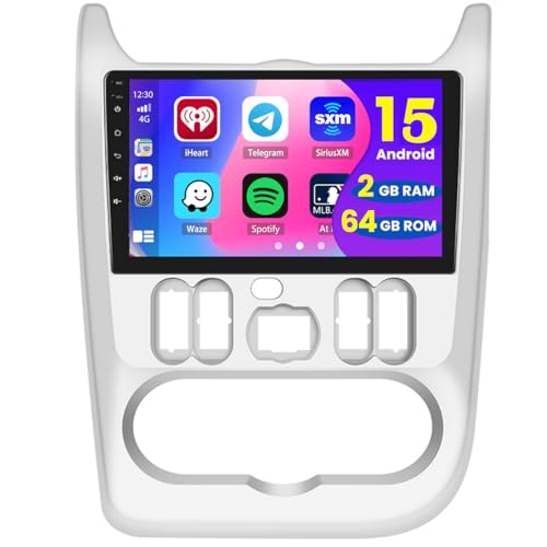 Hikity 2+64G Android Autoradio für Renault Logan 1 Sandero 2009-2015 Wireless Carplay Android Auto, 9 Zoll Autoradio mit Bildschirm Navi Bluetooth EQ FM/RDS USB Rückfahrkam