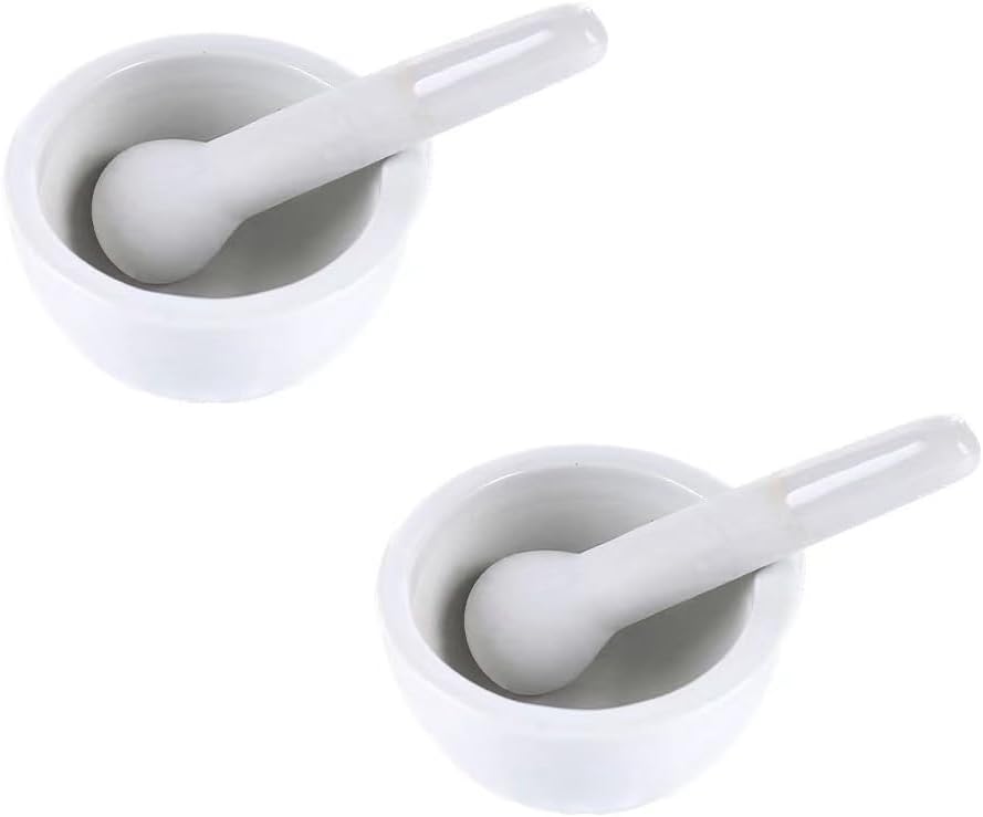 3.2inch Pills Crusher, Porcelain Mortar and Pestle Tools Set Grinding Bowls, Handheld Seasoning Mills Grinder, Ceramics Spice Mill Grinder Set, Set of 2