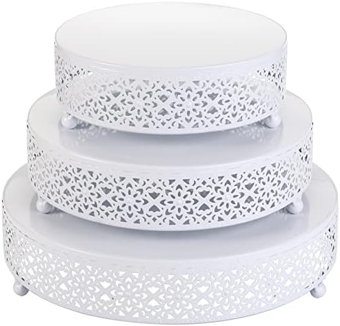 Hedume Set of 3 Cake Stand, Dessert Display Cupcake Stands, Round Metal Cake Stands, Cupcake Pastry Candy Display Plate for Wedding, Event, Birthday Party