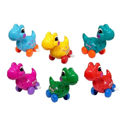 PHENOFICE 6pcs Juguete De Dinosaurio De Cuerda para Juguete De Divertido con Movimiento De Reloj Juguetes De Arrastre En Colores Aleatorios