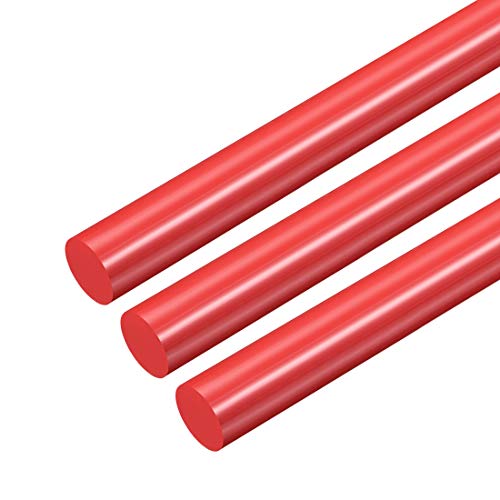 uxcell 3pcs Plastic Round Rod 5/8 Inch Dia 20 Inch Length Red (POM) Polyoxymethylene Rods Engineering Plastic Round Bars(15mm)