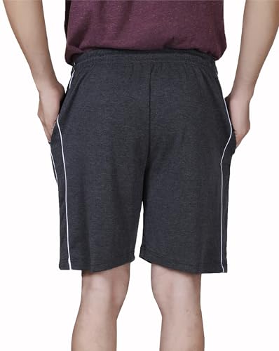 Image of Particle Men's Plus Size Bermuda Lounge Shorts | 230 GSM Ribbed Cotton | Half Pants with Twin Piping | Home, Walk, Travel & Casual Wear | XL to 5XL | Waist 34-52 Inch | 5 Colours