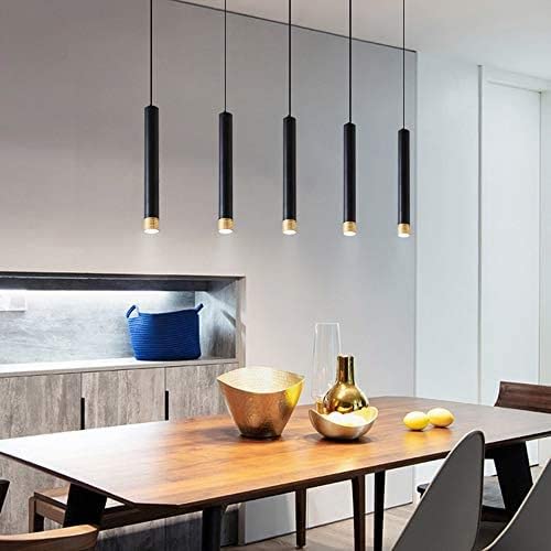 Lampadario Cilindrico Nero Moderno - 3 Temperature Colore LED Per Isola Cucina