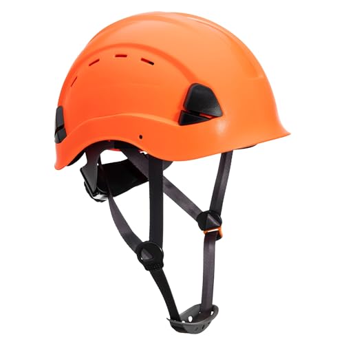 Portwest PS63 Safety Hard Hat - Height Endurance Lightweight Construction Safety Helmet Vented ABS Shell with 6 Point Harness, Orange