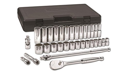 Super Big Clearance! GEARWRENCH 33 Pc. 1/2" Drive 12 Pt. Mechanics Tool Set, Standard & Deep, SAE - 80714D