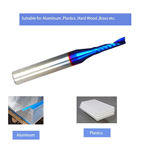 Ruhi Uo110 O-Flute Up Cut Solid Carbide Cnc Spiral Router Bit, With 1/8 X 1/2 X 1/4 X 2", Shank: 1/4" #TOP4