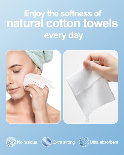 Purcotton Disposable Face Towel, 100% Cotton Dry Wipes, Biodegradable and Unscented Cotton Tissue, 600 Ct Face Cloths for Makeup Removing, Skin Care, Traveling, 20 x 20 cm - Image 5