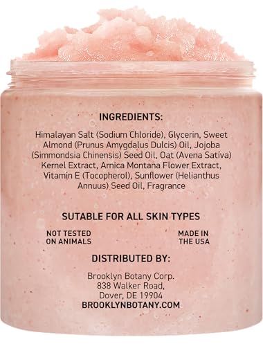 Image of Brooklyn Botany Himalayan Salt Body Scrub - Moisturizing and Exfoliating Body, Face, Hand, Foot Scrub - Fights Stretch Marks, Fine Lines, Wrinkles - Great Gifts for Women & Men - 10 oz