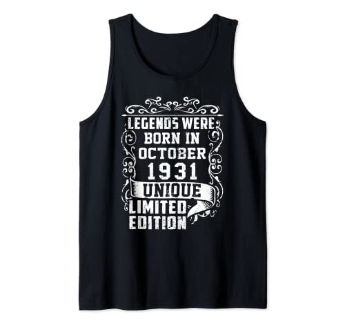 Cumpleaños Octubre 1931 Edición Limitada Regalo Used Vintage Camiseta sin Mangas