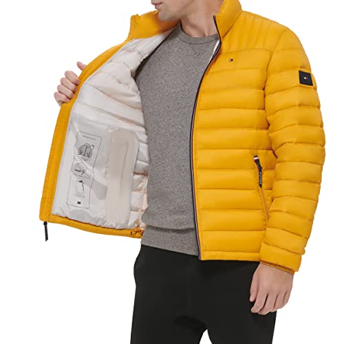 Image of Tommy Hilfiger Mens Embroidered Logo Puffer Jacket