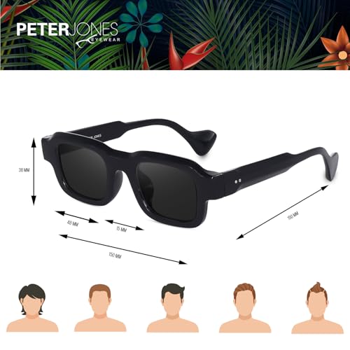 Image of Peter Jones Lenses Unisex Broad Frame Square UV /UB Protected Non-Polarized Sunglasses Medium (3809)