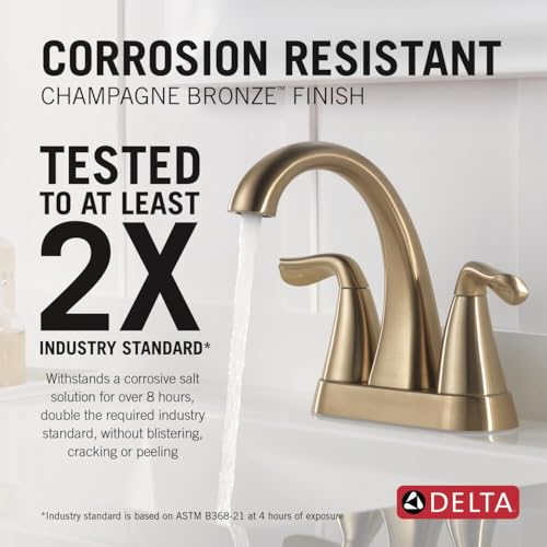 Delta Arvo Centerset Bathroom Faucet, Champagne Bronze 2-Handle Bathroom Faucet, Delta Bathroom Sink Faucet, Gold 3-Hole Bathroom Faucet, Champagne Bronze 25840LF-CZ thumbnail 4
