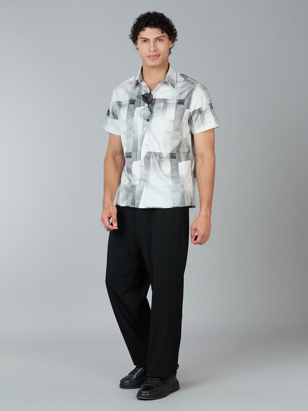 Image of MARK & ALBERT Men's 100% Cotton Printed Half Sleeves Regular Fit Shirt for Men
