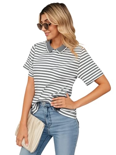 Image of Mack Jonney Women's Striped Cotton Rich Polo T Shirt | Collar Tshirts | Half Sleeves | Stripe-Regular Fit-MACK640589
