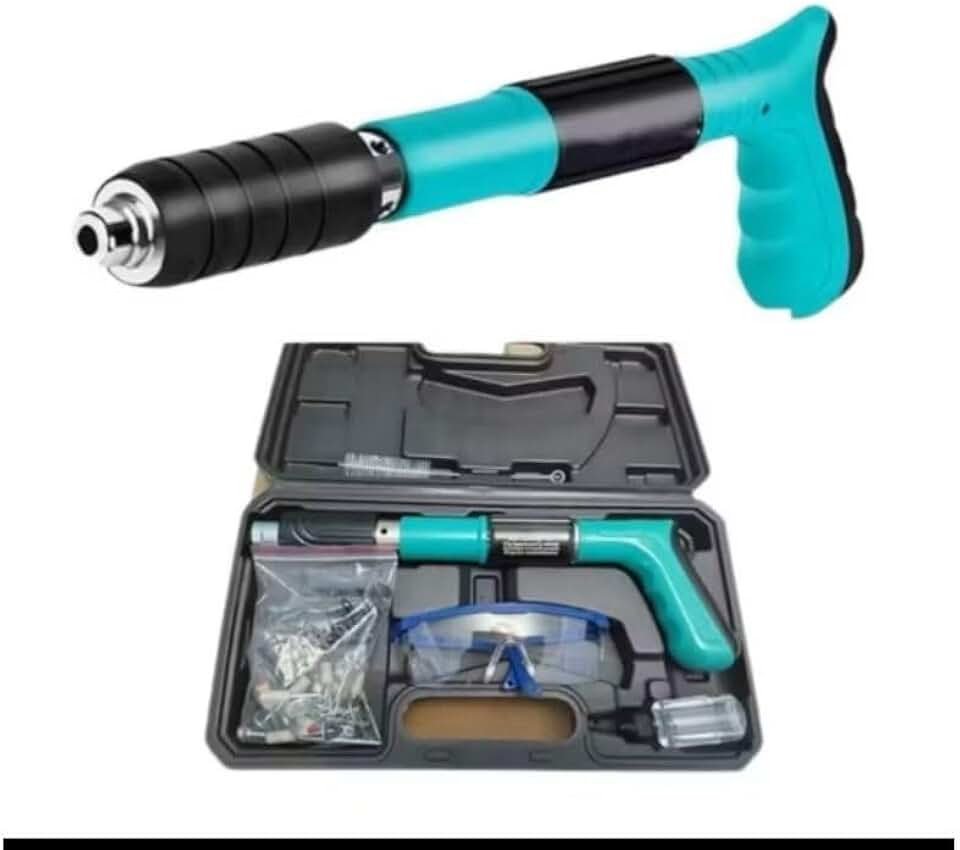 Kit Pistola de Fixação Finca Pino Ação Direta com 10 Pinos Óculos Proteção Maleta