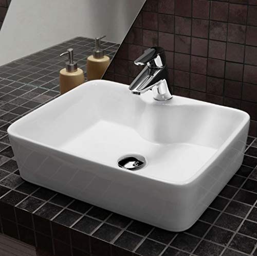 LACTOSE Ceramic Wash Basin-TableTop(19 x 15In), Rectangle Over the Counter Basin European Style Designer Countertop Vessel Sink,Designer Tabletop Basin Bowl for Bathroom & Living Room(Glossy White) (B08WJD6Q6K) Amazon Price History, Amazon Price Tracker