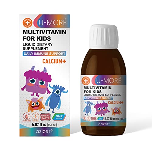 U-More Multivitamin & Minerals + Calcium For Kids Liquid Syrup (Energy, Immune Support, Non Gmo, Sugar Free) #TOP17