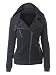 Choies Women Gray Zip Up Fleece Slim Fit Hooded Coat Warm Pocket Hoodie Jacket M