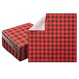 Buffalo Plaid Napkins for Lumberjack Birthday Party, Baby Shower (6.5 In, 100 Pack)