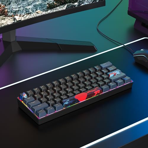Image of 60 Percent Gaming Keyboard 61 Keys Mechanical Keyboard Rainbow Backlit Ultra Compact Wird Keyboard with Red Switches for Win Ps4 /5 Xbox(61 Blue)