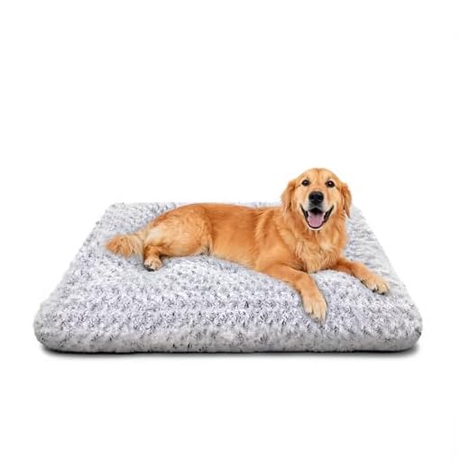 Dog Bed Large Size, Plush Washable Pet Bed Mat, Dog Crate Bed 35"x23", Gray