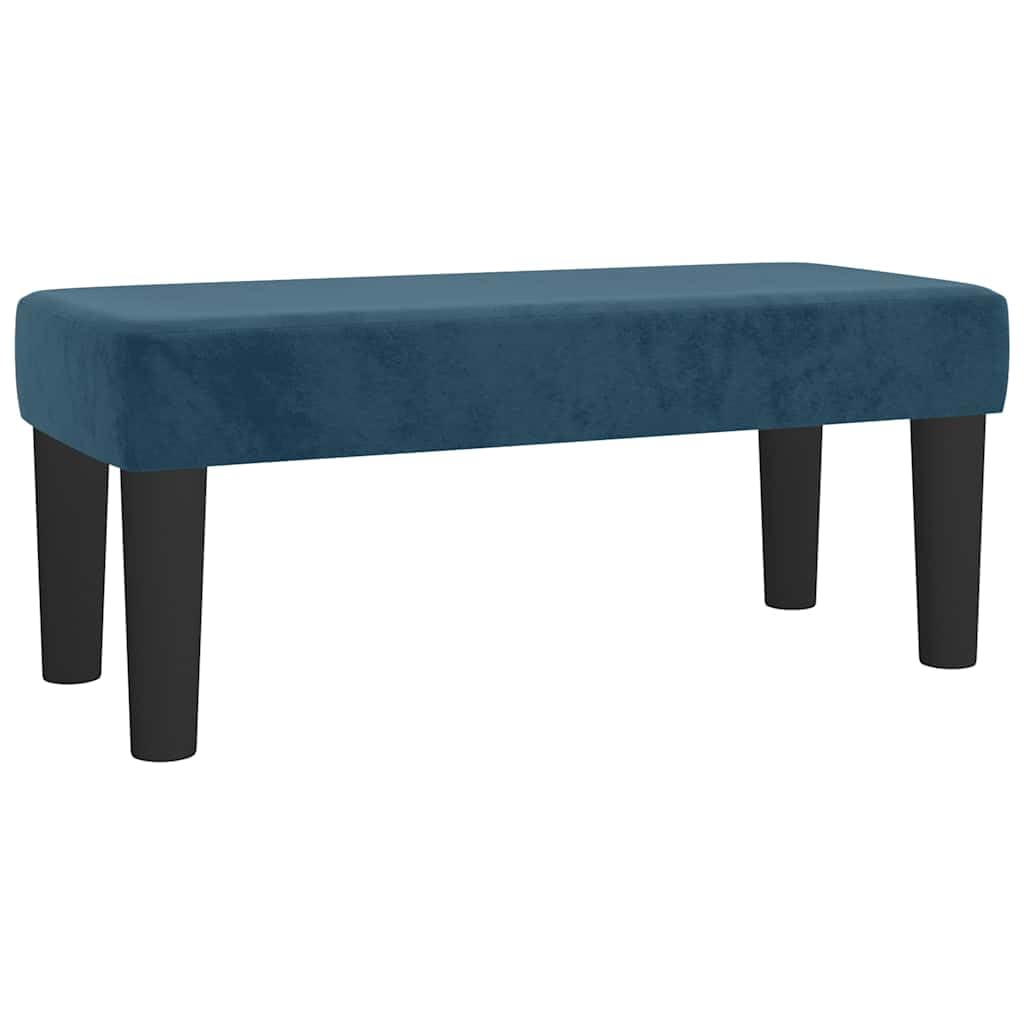 Banco de terciopelo azul oscuro acolchado con acabados premium de salón