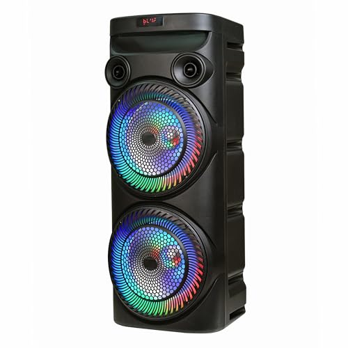 Image of FRONTECH Astro Wireless Bluetooth 120W 5.0 Trolley Speaker with RGB Party Lights, Dual Wireless Mic, 1.0 Channel (Black, SW-0204)