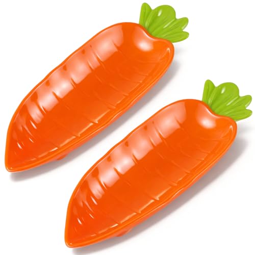 Teenyyou 2 Pcs Easter Carrot Shaped Plate Melamine Easter Carrot