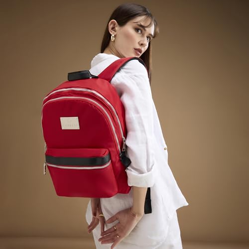 Image of Caprese Saturn Medium 15.6 Inch Laptop Backpack for Women with Adjustable Shoulder Straps & Multiple Compartments | Front Zip Pocket | Perfect for College, Office & Travel