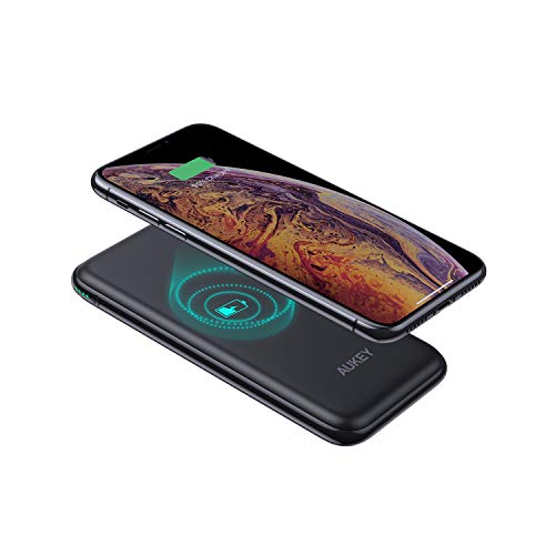 AUKEY 18 W PD ワイヤレス外部バッテリー、USB C ポータブル ワイヤレス充電器 8000mAh、QC 3.0 対応 USB C 外部バッテリー、iPhone XS/XR、新しい AirPods、Samsung と互換性のあるワイヤレス充電
