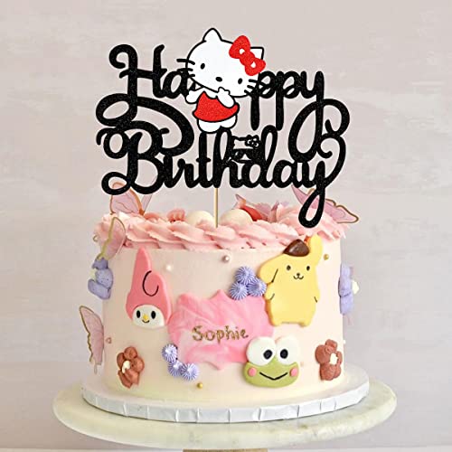 Kitty Cat Cake Topper Glitter Cute Kitty Birthday Decorations Kitty Cake Decoration For Kids Girls Women Kitty Cartoon Theme Party Birthday Party Supplies For Baby Shower #TOP3