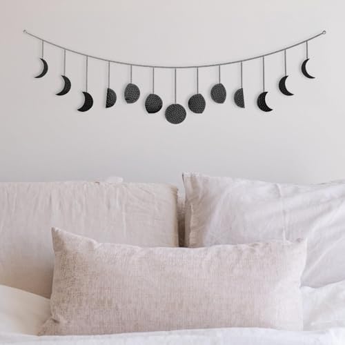BASE ROOTS Moon Phase, Black Wall Decor for Bedroom &