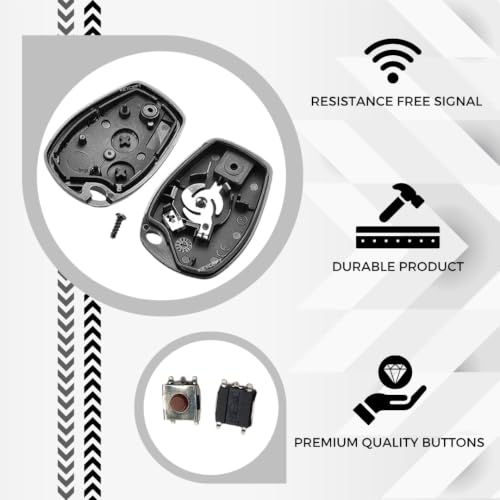 Image of KEYCEPT Premium 2 Button Remote Key Shell for Renault Duster, Logan, Lodgy, Kwid, Nissan Terrano, Verito - Durable Key housing /Body /case Replacement. (Keyshell & Silicone)