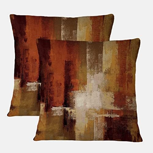 Burnt Orange Abstract Pillow Covers 18x18 Abstract Rust Art Painting Decorative Throw Pillowcase Modern Artwork Square Couch Cushion Cover for Living Room Sofa Accent Home Decor, Set of 2