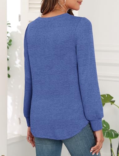 Image of WEACZZY Women Long Sleeve Shirts Crew Neck Tunic Tops Soft Casual Blouses