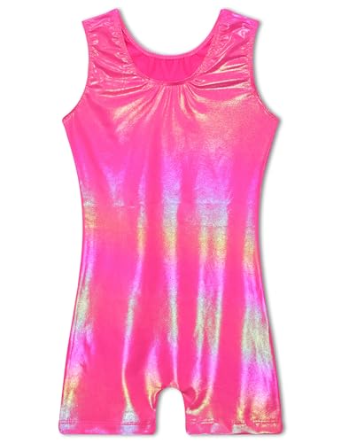 Image of TENVDA Leotards for Girls Gymnastics Kids Children Biketard With Shorts Sparkly Unicorn Dance Unitards(Multiple Colors)
